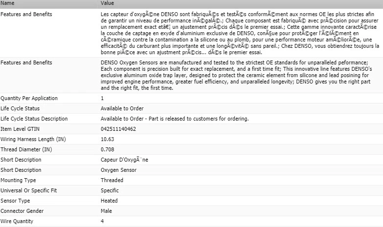 Sensor de oxígeno izquierdo Denso aguas arriba para Ford Mustang 1999-2010 V8-4,6 L Foto 2 de 4