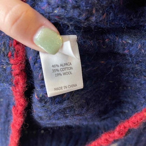 La Ligne Women's Navy Blue Alpaca Wool Blend Fuzzy Wuzzy V-Neck Sweater XS NEW - Picture 8 of 8