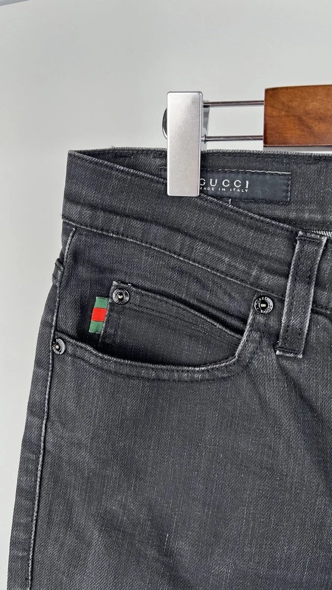 Vintage Gucci Black Denim Monogram Mens Jeans