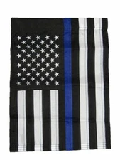 12x18 Embroidered USA Police Thin Blue Line Nylon Sleeved Garden Flag 12"x18"