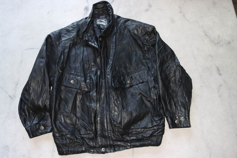 Vtg St Johns Bay Black Motorcycle Leather BIKER B… - image 1