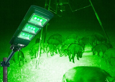 45W Night Hunting Deer Hog Solar Motion Activated Feeder MONSTER Green LED light