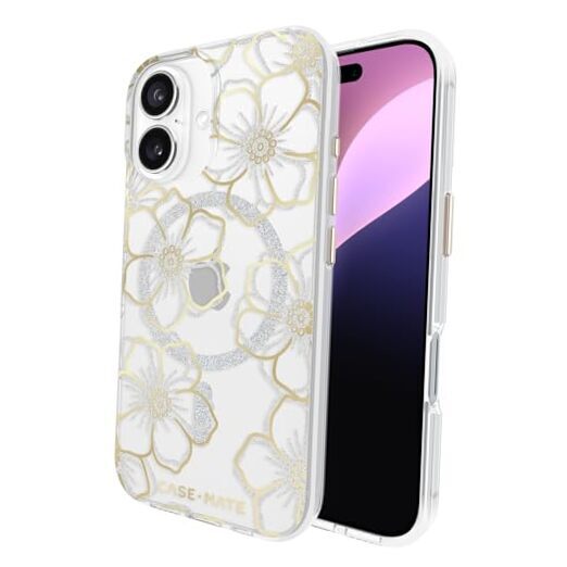iPhone 16 Case [Compatible with MagSafe] - Sparkly Floral Phone Floral Gems-image