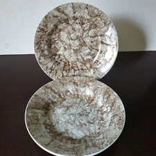 Georges Briard Marble Ware Iridescent Brown Coupe Shallow Bowl Set of 3 