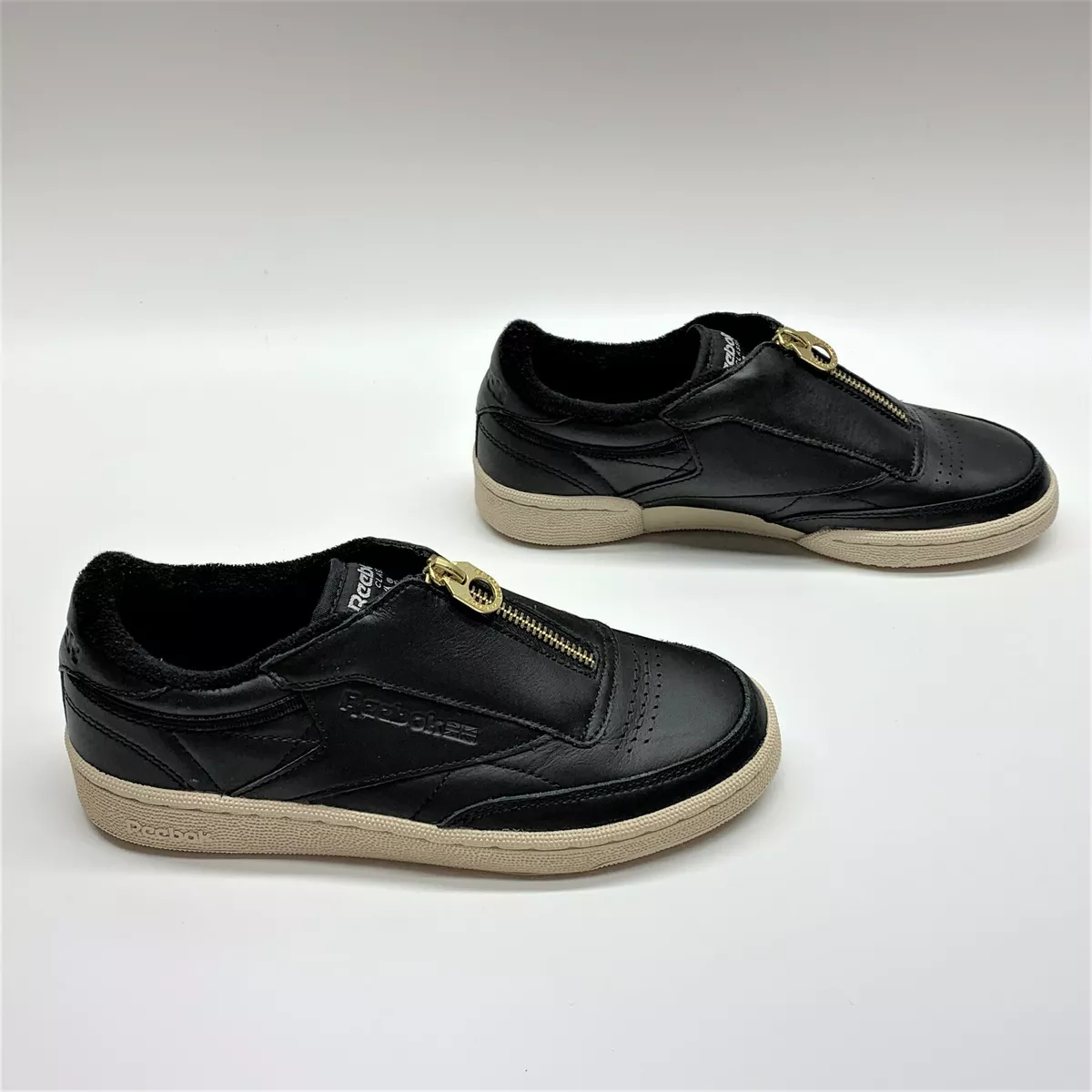 Reebok Club C 85 Black Zip Closure BS6612 Classic Sneakers Shoes Womens 7