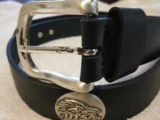 Men's Ducks Unlimited Black Leather Belt with UTSA Roadrunners Conchos 34 R