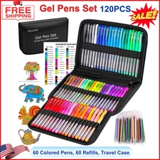 Gel Pens for Adult Coloring Books 120 Pack Artist Colored Gel Marker Pens Set