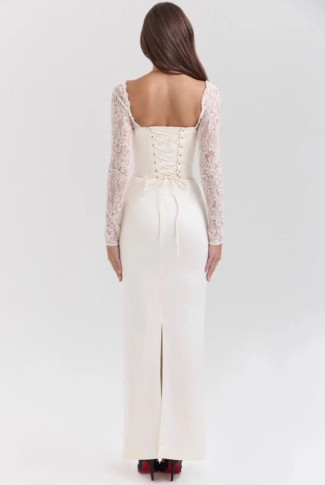 Maxi Vestido House Of CB Perdi Vintage Marfil Con Corsé, Talla Mediana, Nuevo Sin Etiquetas Foto 3 de 4