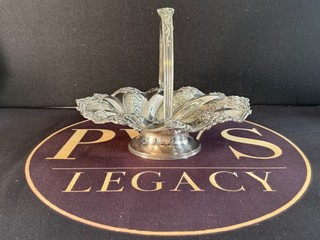PWS1824 Vintage Walker & Hall Sheffield Silver Plated Swing Handle Chased Basket