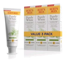 Burt's Bees Toothpaste Purely White Fluoride-Free Zen Peppermint 3 Pack 4.7oz