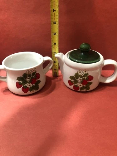 McCoy Pottery Strawberry Country Fields Cream and Sugar Dishes USA Farmhouse