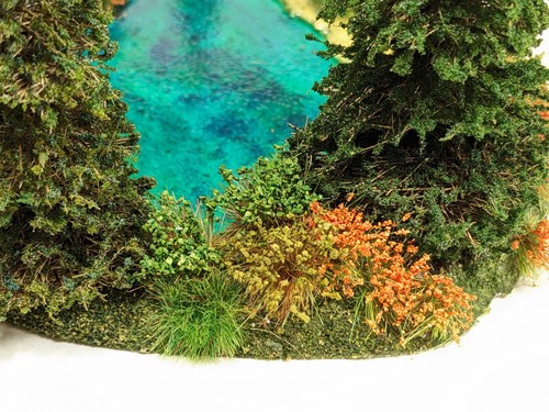 HO 8" x 6" FORGE LAKE w 8 Trees, Orange Flowers & Mini Dio 15mm 28mm POND #902 - Picture 17 of 18