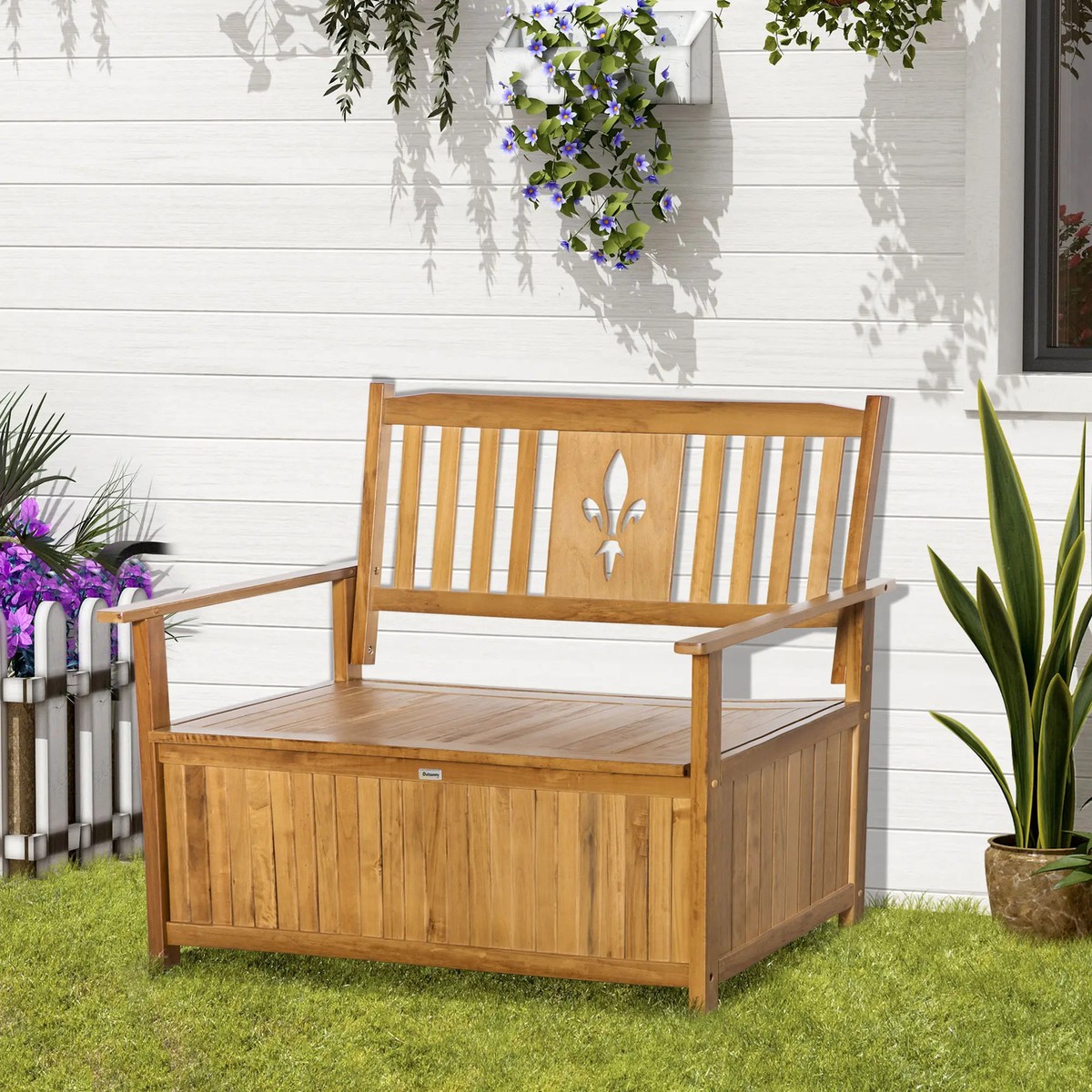 Rustic Seater Wooden Storage Bench Itzcominghome Natural Finish Garden  Seat