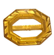 Czechoslovakia Vintage Amber Glass Women s Dress Belt Buckle Signed