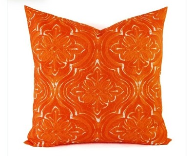 Orange Throw Pillow Damask Home Decor Design 20x20