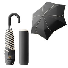 Petal Shape Folding Compact Travel Umbrella With PU Leather-Wrapped Hook-Shap...