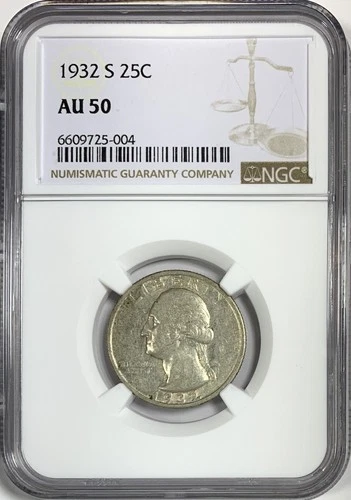 1932-S 25¢ Washington Quarter NGC AU 50, "Key Date Coin"