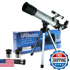 Telescope for Kids 50mm 100x Magnification Beginner Silver Telescopio with Tripo