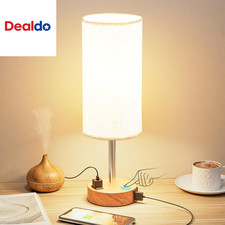Bedside Table Lamp for Bedroom - 3 Way Dimmable Touch Lamp USB C Charging Ports