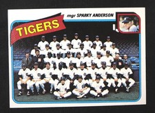 1980 TOPPS Detroit Tigers TEAM Checklist Card #626