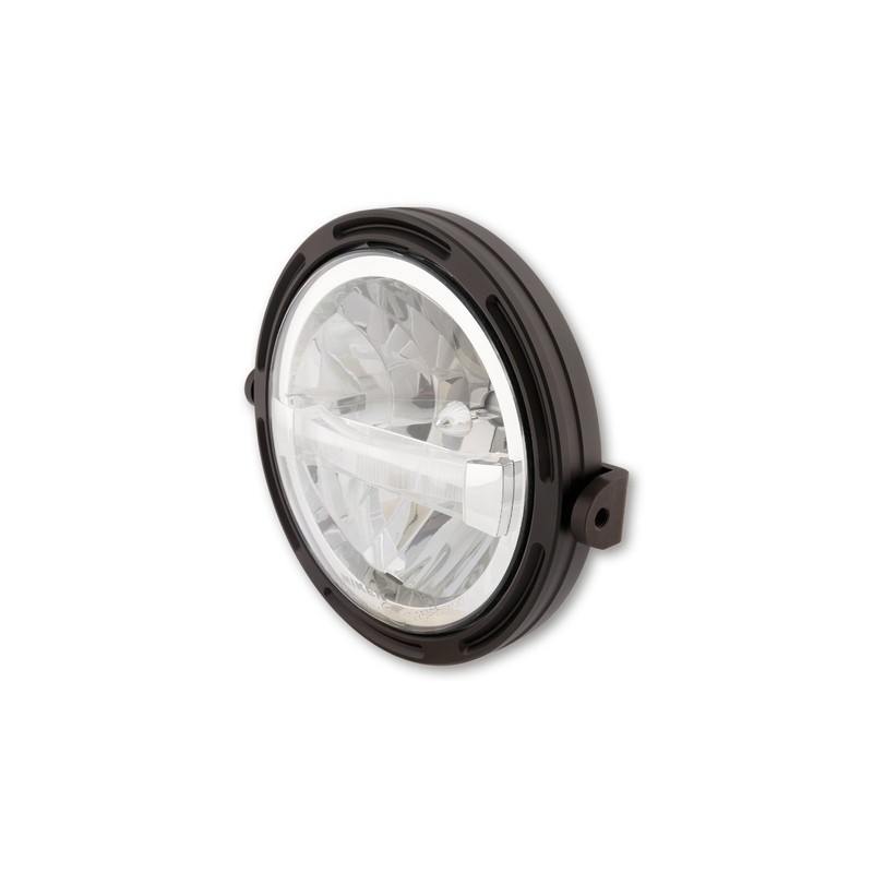 Phare LED 7 pouces HIGHSIDER pro FRAME-R1 TYPE 4 pour custom et roadster noir