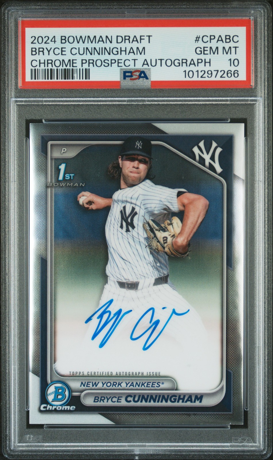 2024 BOWMAN DRAFT CHROME PROSPECT AUTOS #CPABC BRYCE CUNNINGHAM PSA 10
