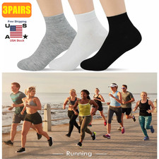 3Pairs Lightweight Breathable Unisex Ankle Socks Thin Athletic Socks for Sport