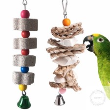 2 Pack Parrot Toys Chewing Bird Toy Cuttlebone Beak Grinding Stone Cage Hanging