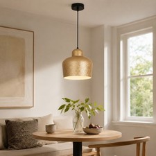 Gold Textured Pendant Light E26 Modern Kitchen Island Hanging Ceiling Lamp 7.5in