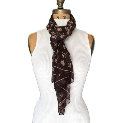 NEVER WORN VINTAGE Cerruti 1881 Silk Brown Floral Scarf