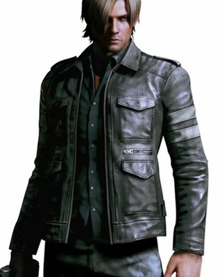 Men Leon Kennedy Biker Resident Evil 6 Black RE Gaming Genuine