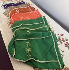 Lot of 7 Crown Royal Bags Variety of Mixed Colors Purple Green Caramel Orange 9”
