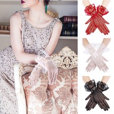 Women Lace Gloves for Wedding Elegant Short Wrist Gloves Opera Dinner Party US
