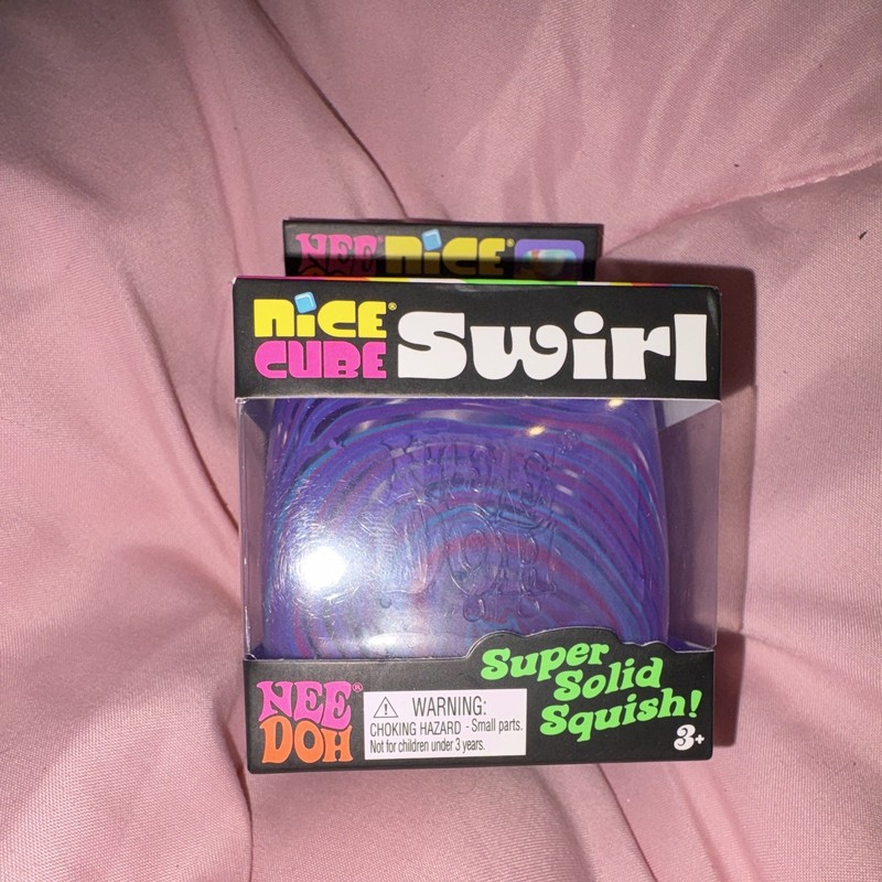 Nee Doh Nice Cube Swirl Super Solid Squish Squeeze Toy Purple/Blue/Pink 3+