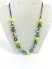J Crew Crewcuts Multi Color Crystal Brulee Necklace Neon Green Blue Yellow