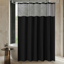 FY&XZH Waterproof Linen Texture Shower Curtain with Top Mesh Window, 12 Rustpro