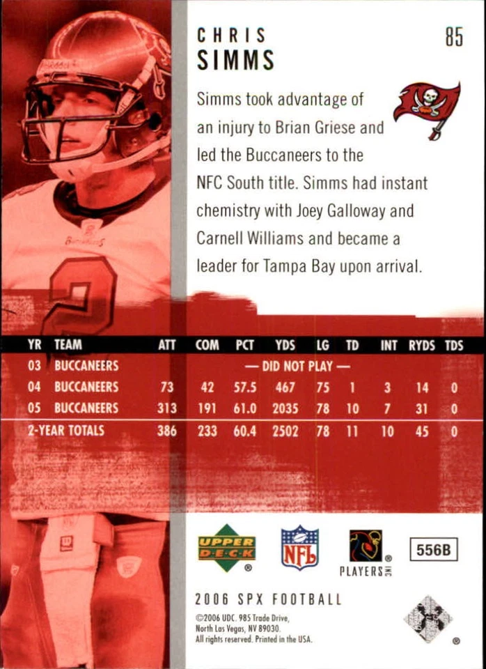 A2087- 2006 SPx #85 Chris Simms - NM-MT - Image 2 of 2