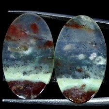 24.10Cts Natural Best Aqua Chalcedony Pair Oval Cabochon Gemstone 15X27X3MM