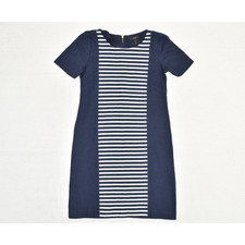 J. Crew Women's Shift Dress Striped Short Sleeve Cotton Blend Blue Crew Size 0