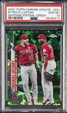 2020 TOPPS CHROME UPDATE SAPPHIRE ED GREEN JUSTIN UPTON/MIKE TROUT #/45 PSA 10