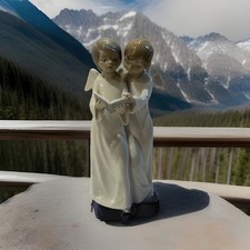 NAO BY LLADRO #545 ANGEL CHOIR  2 ANGELS HEAVENLY CHOIR SPAIN NO BOX 8” TALL