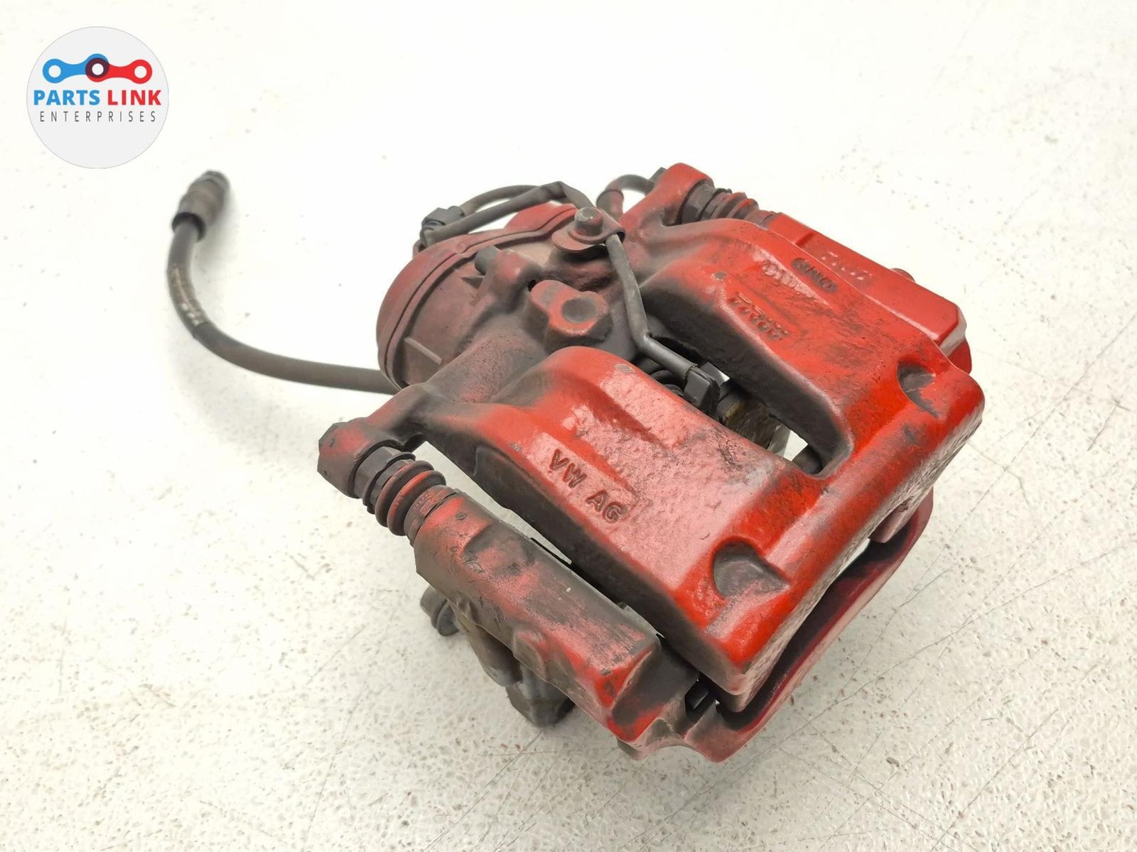 2016-20 BENTLEY BENTAYGA REAR LEFT BRAKE CALIPER ACTUATOR PADS BRACKET ASSY RED
