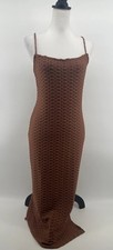 Elodie Strappy Dress Women's Large* Rust Brown Midi Bodycon Stretch Knit