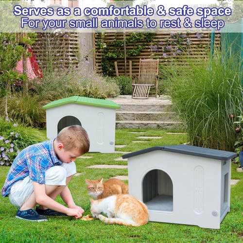 Plastic Cat House for Outdoor Indoor Use, Feral Cat House with Escape Door an... - Picture 4 of 8