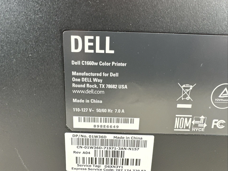 Dell C1660w Color Laser Printer – Wi-Fi, Includes Cables & Box - Image 3 of 4