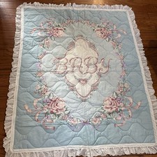 Vtg Daisy Kingdom Crib Blanket Panel Cotton Victorian Dream BABY Cottagecore