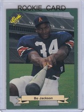 BO JACKSON ROOKIE CARD 1987 Classic #15 RARE AUBURN TIGERS BASEBALL FOOTBALL RC!. rookie card picture