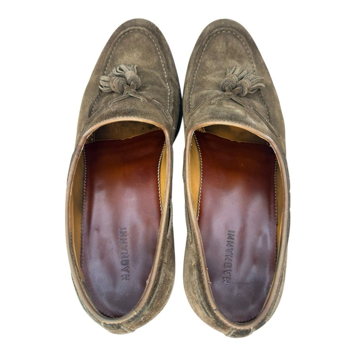 Magnanni Mens Woven Leather Tassel Loafers Two Tone Brown 11M Slip On Shoes Seneca II Men main image 2