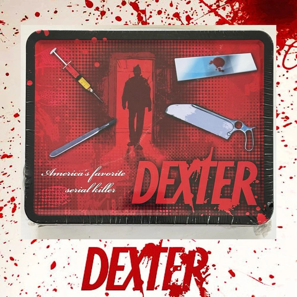 Figura de lonchera Dexter SDCC 2013 y salpicaduras de sangre diapositivas aire acondicionado estaño sellado Showtime Foto 2 de 4