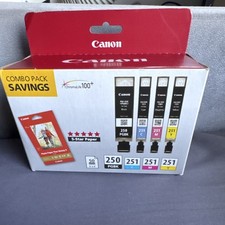 Canon PGI-250/CLI-251 Combo Pack Black Cyan Magenta Yellow Ink + 50 Sheets Paper